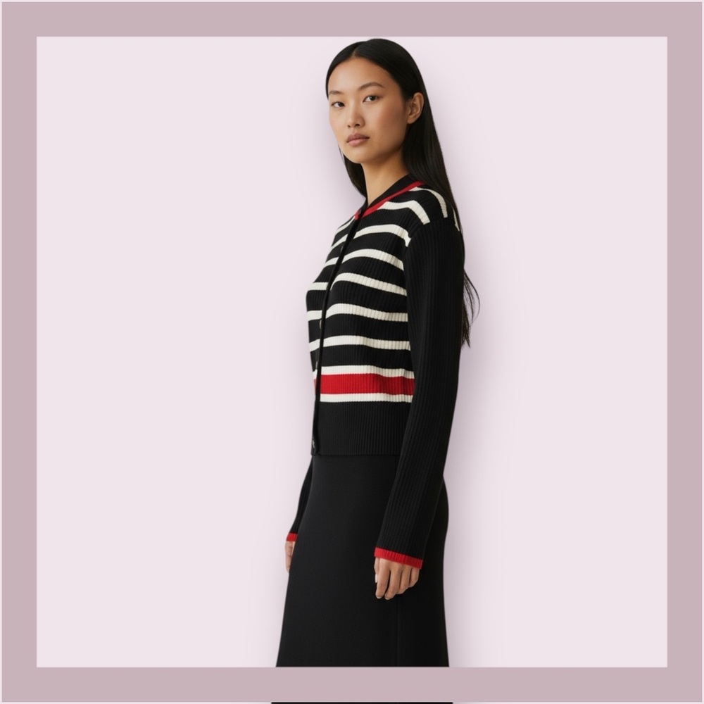 Nina Charles for Kasper ASL Striped Black and Red Sweater Dress Set